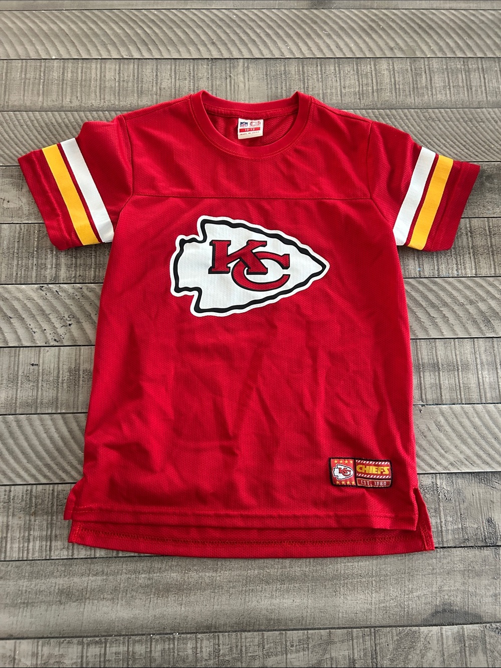 NFL Kids Kansas City Chiefs Red Jersey Tee with White & Gold Accents